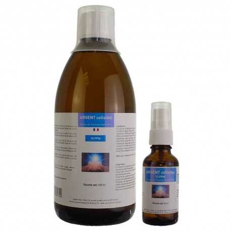  PACK 1 argent colloidal : 1 bouteille 500ml+ 1 spray 30 ml